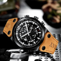 B RAY 9009 Big Dial Sport Watch Men Waterproof Outdoor Military Chronograph Quartz Leather Watch Army Male Clock